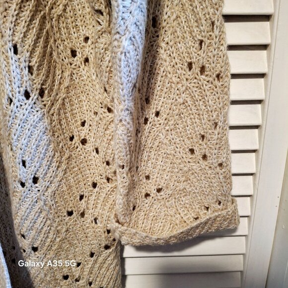 Maurices Open Front Lightweight Knit Cardigan Sweater With 3/4 Sleeves Beige Wom - Picture 3 of 8